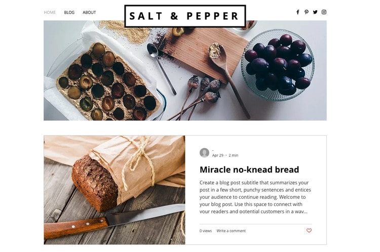 food blog template