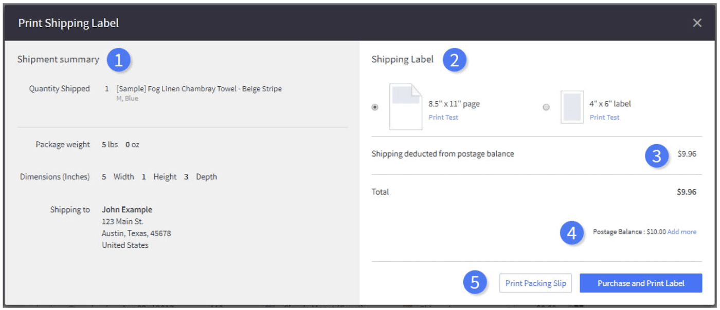 BigCommerce shipping labels