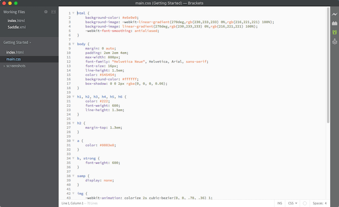 brackets source code editor