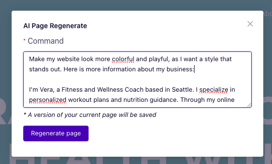 dorik ai page regnerate