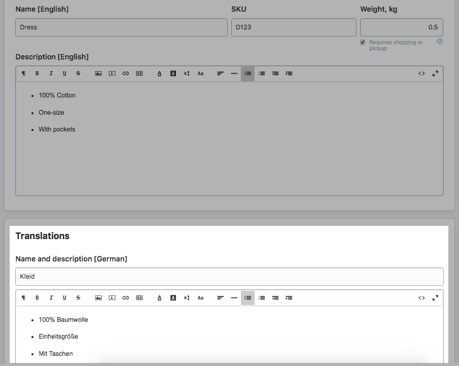 ecwid product translations