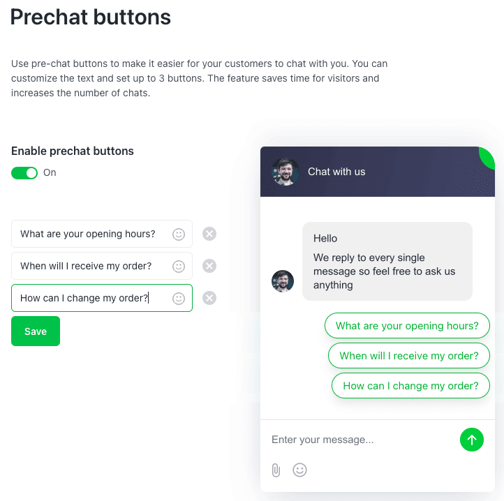 jivochat prechat buttons