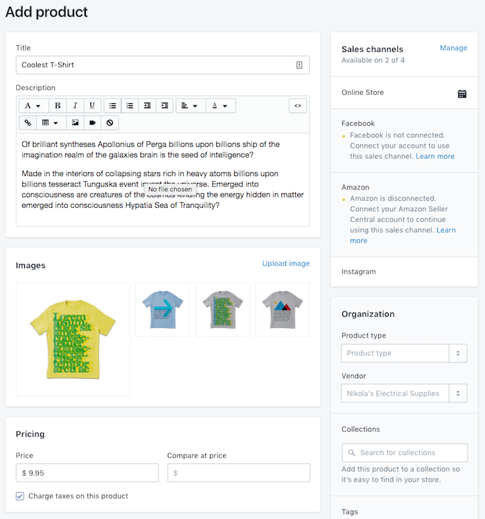 shopify adding product