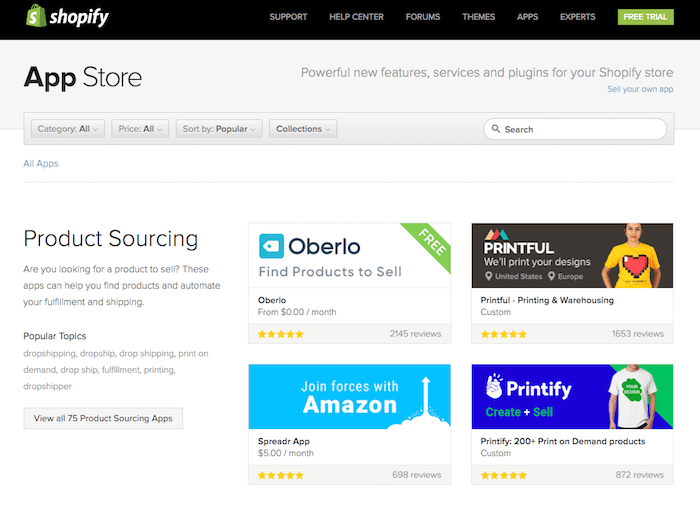 shopify app store