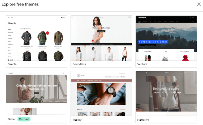 Shopify free themes