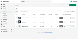 shopify inventory