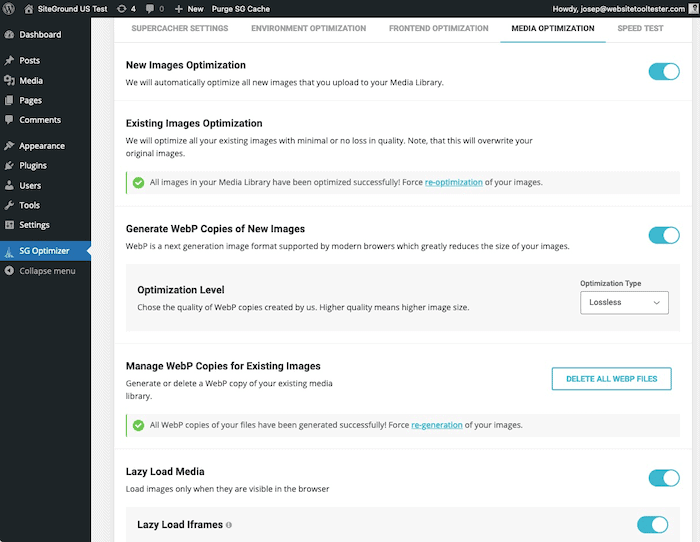 SiteGround media optimization