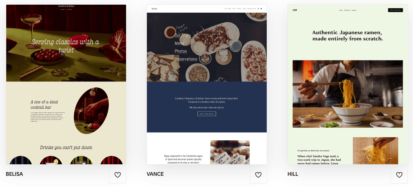 squarespace restaurant templates