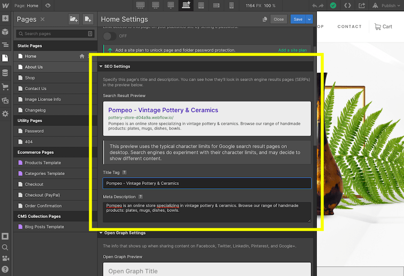 webflow vs squarespace seo